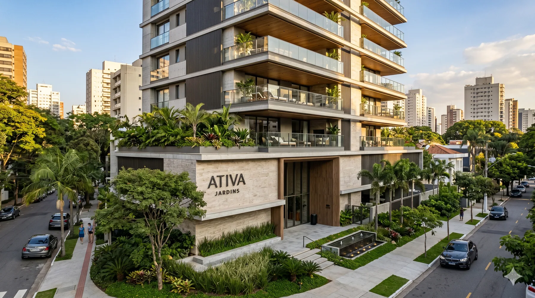 Empreendimento residencial conceitual com paisagismo
